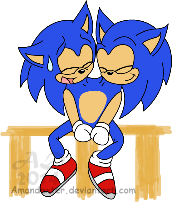 2 Headed Sonic At By Amandaxter - Cartoon (644x700)