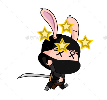 Rabbit Samurai Character Spritesheet - Cartoon (419x392)