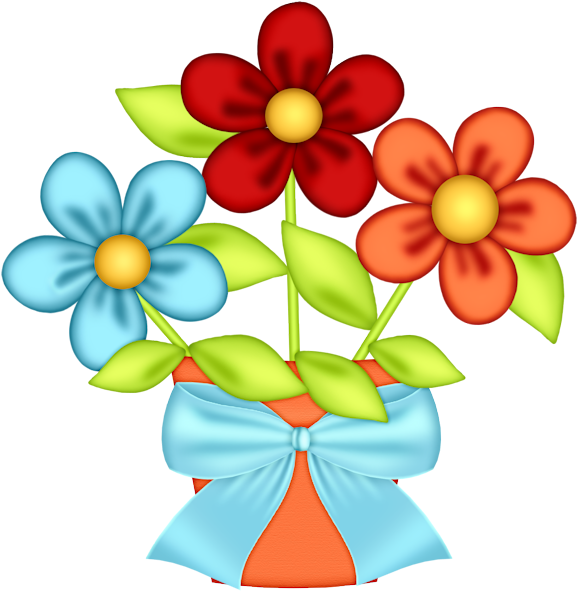 Patterns - - Maceta Con Flores Animadas (646x674)