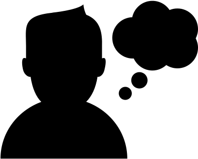 Man Thinking Close Up Black Shape Vector - Person Thinking Icon (400x400)