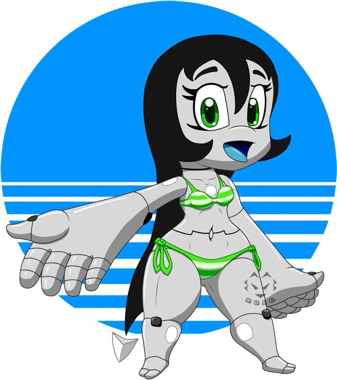 Pixel At The Beach - Cartoon (799x845)