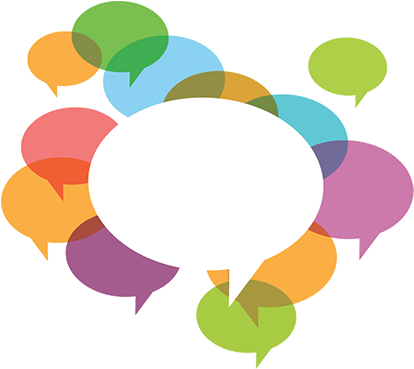 Speech Bubbles Colorful Clipart (448x403)