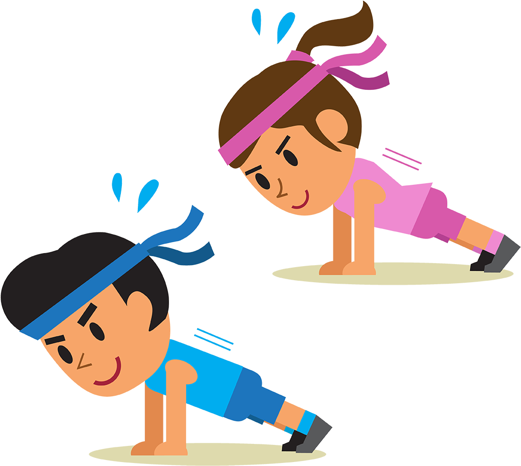 Physical Exercise Cartoon Plank Stretching - Cartoon Doing Push Ups (1200x1200)