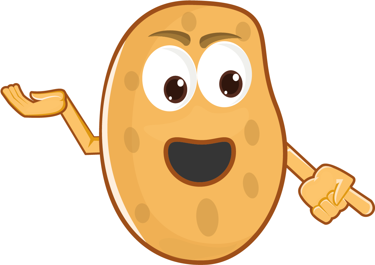 Potato Cartoon Character - Food (2000x1413)
