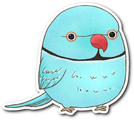 Blue Ringneck Sticker - Blue (480x480)