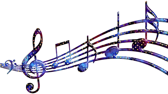 Music Notes Star Time Techno Color Large - Sing Along (537x340)