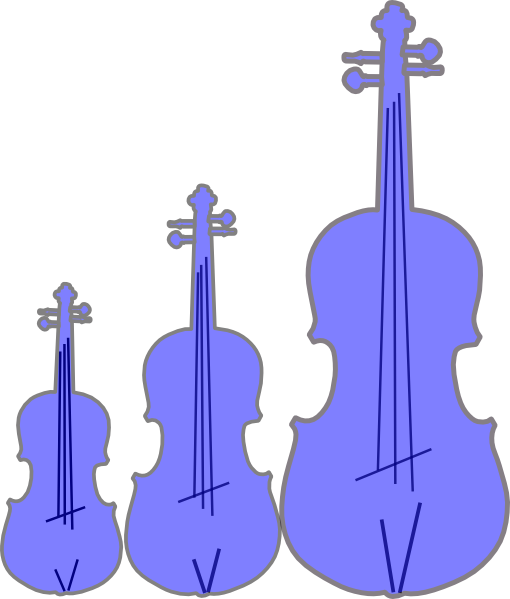 3 Blue Violins Clip Art - Viola (510x599)