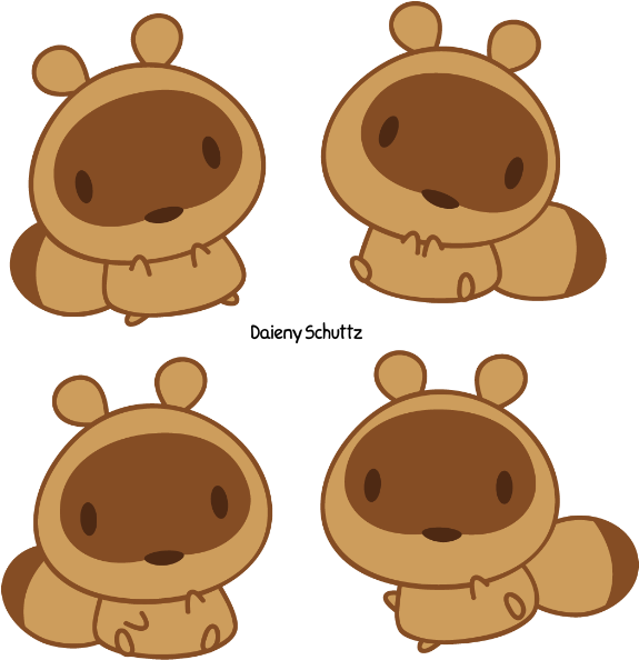 Chibi Tanuki By Daieny - Drawing (650x645)