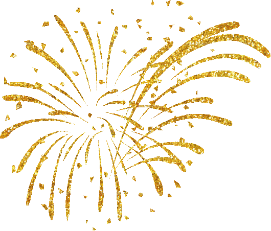 Happy New Year Fireworks Clipart - Gold Fireworks White Background (530x452)