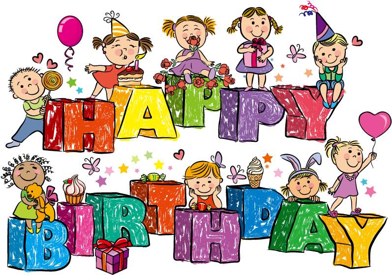 卡通生日艺术字矢量素材 矢量字体 懒人图库 - Cartoon Birthday (800x579)