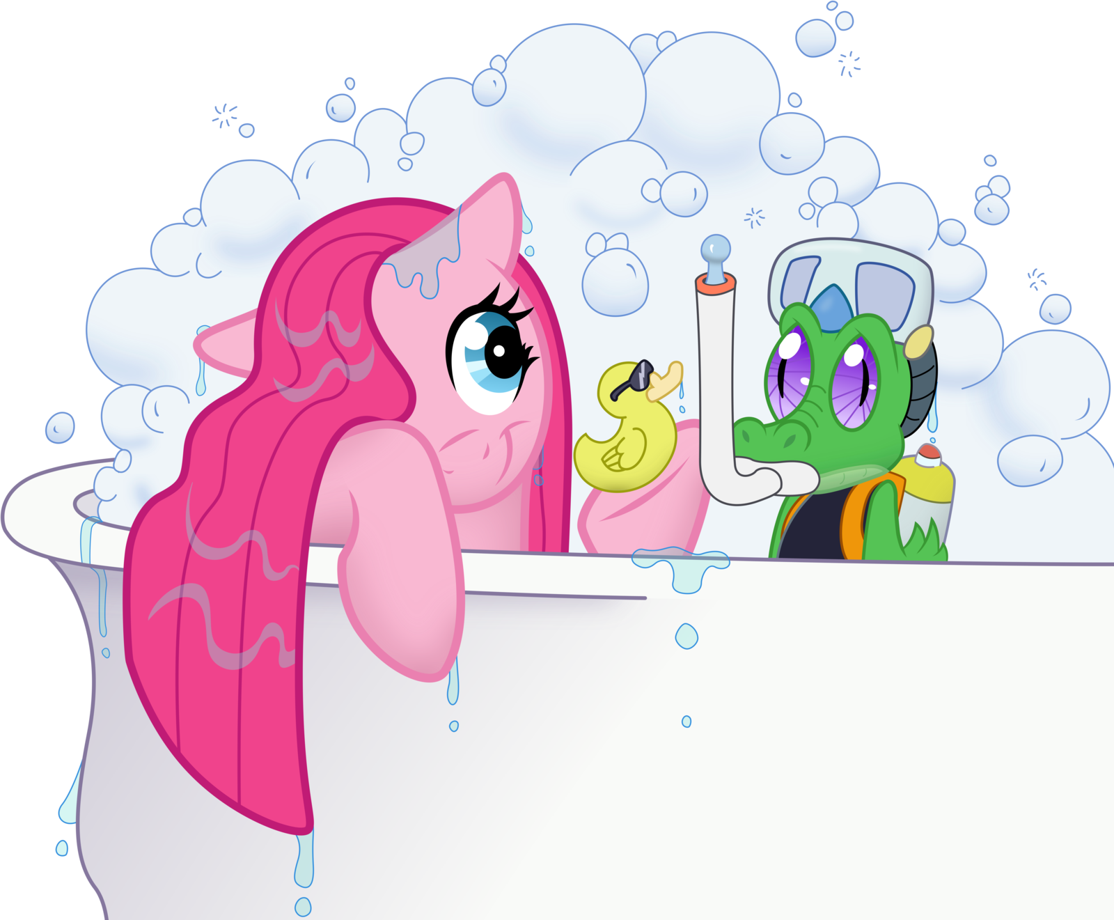 Bath Time With Gummy - Cartoon (1600x1321)