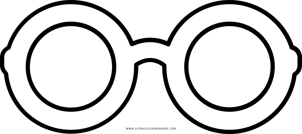 Glasses Coloring Page - Line Art (1000x446)
