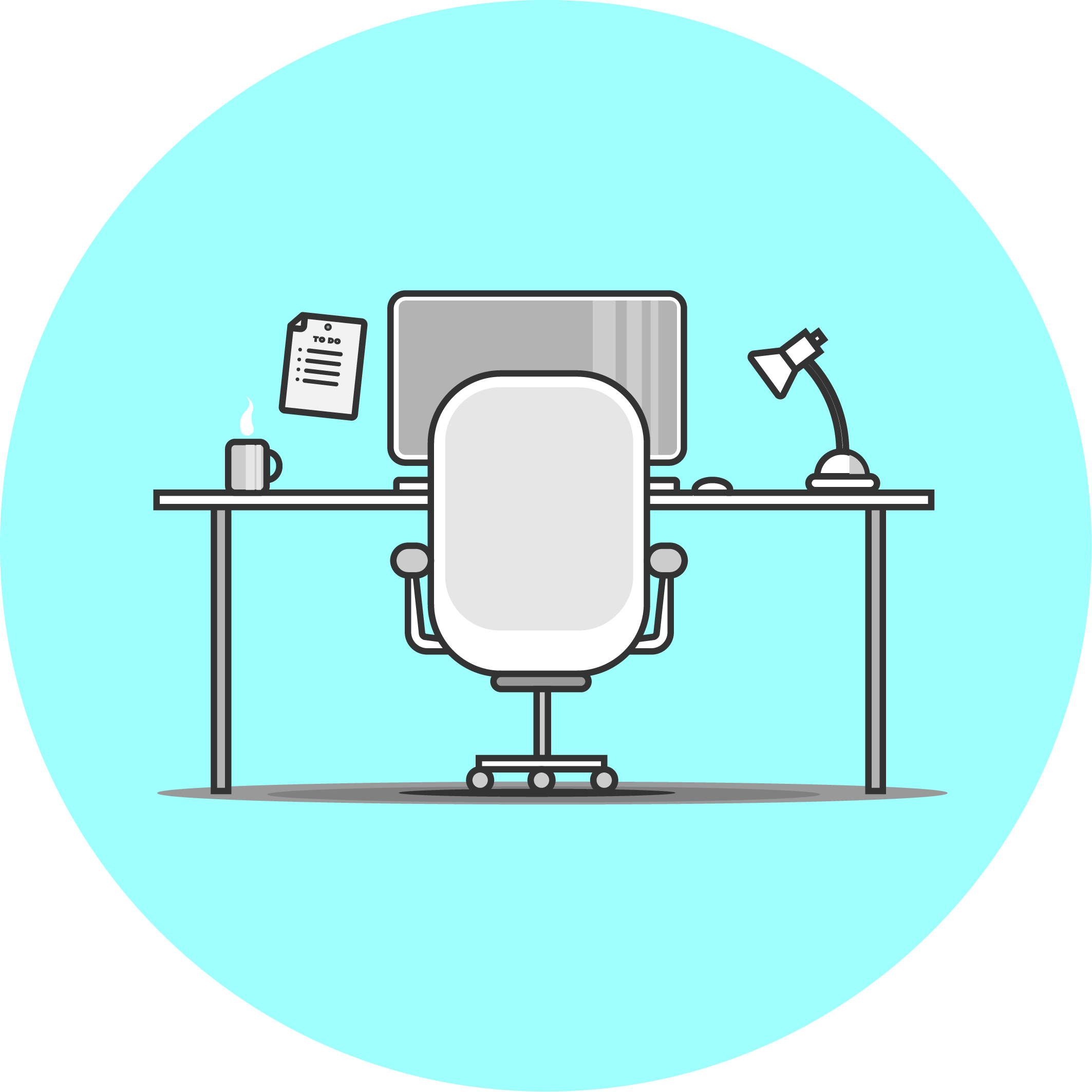 Desk Illustration - Cartoon (2126x2126)