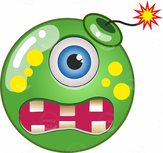 Green Cartoon Bomb - Yellow (641x600)