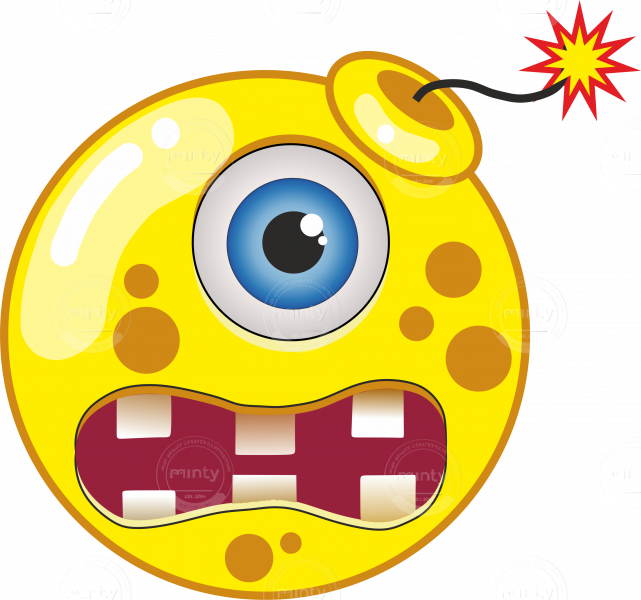 Yellow Cartoon Bomb - Green (641x600)