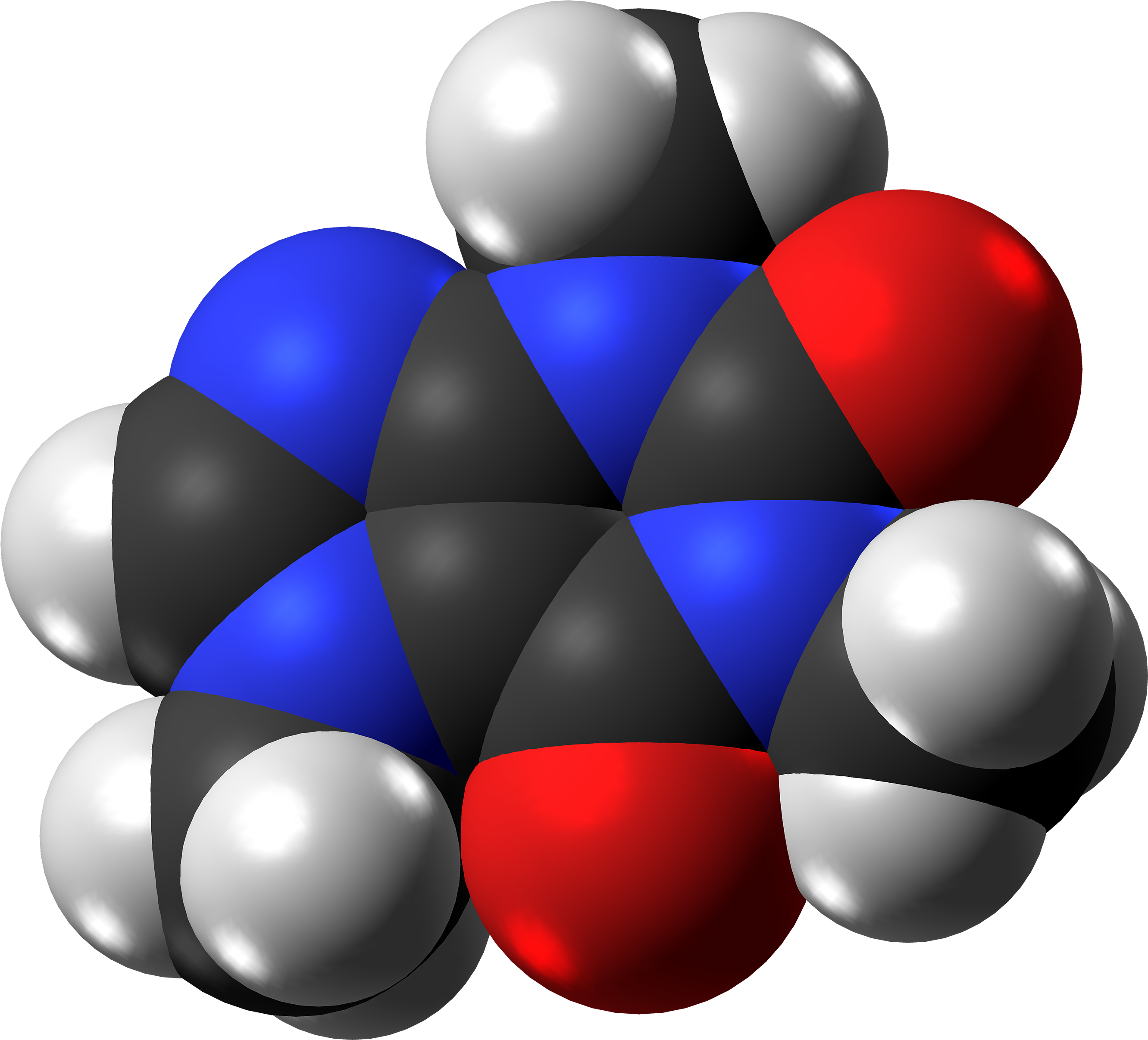 Caffeine Molecule Spacefill From Xtal - Cytomegalovirus (3000x2751)