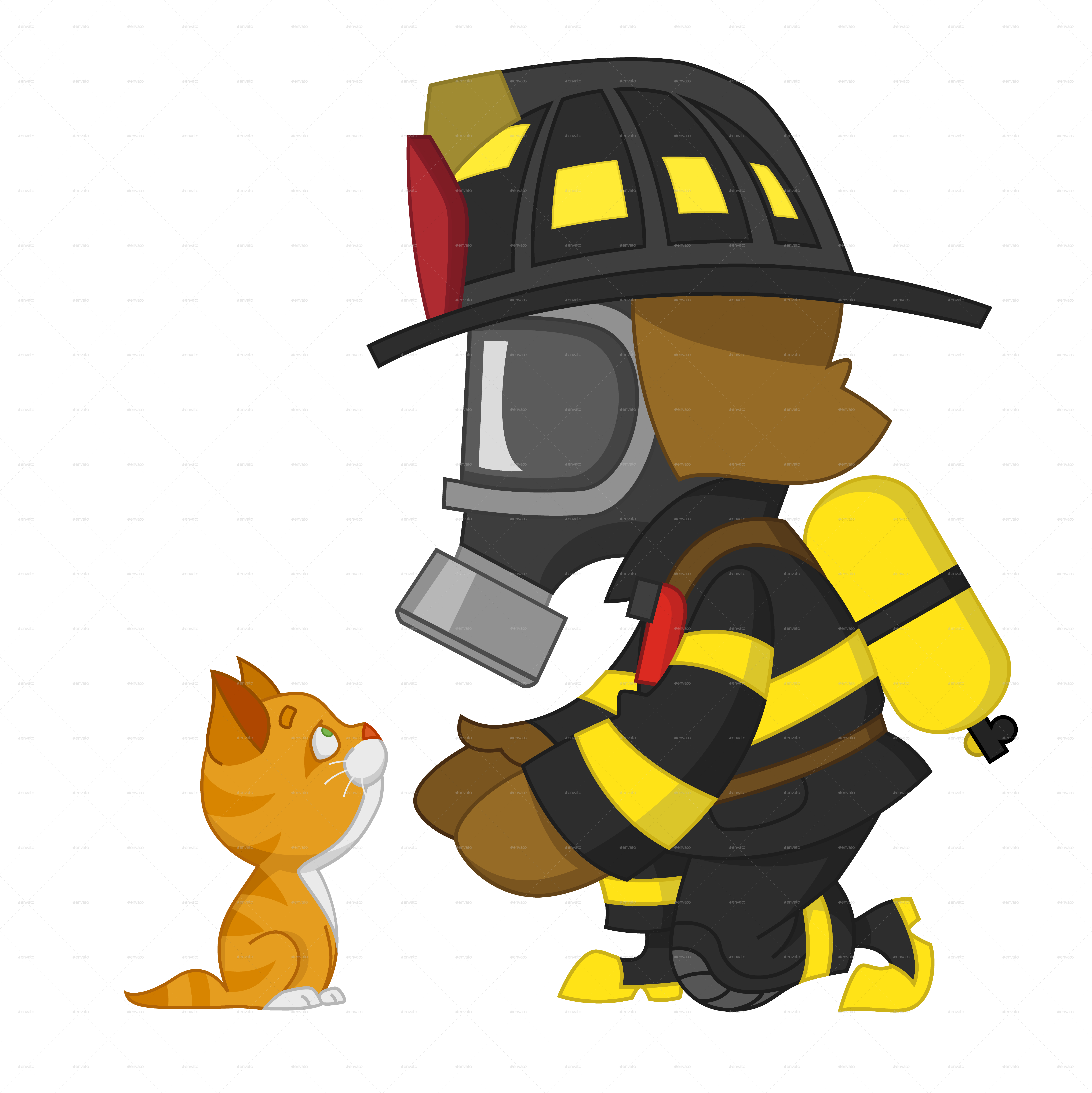 Firefighter And Kitten Firefighter And Kitten - Firefighter (6000x6000)