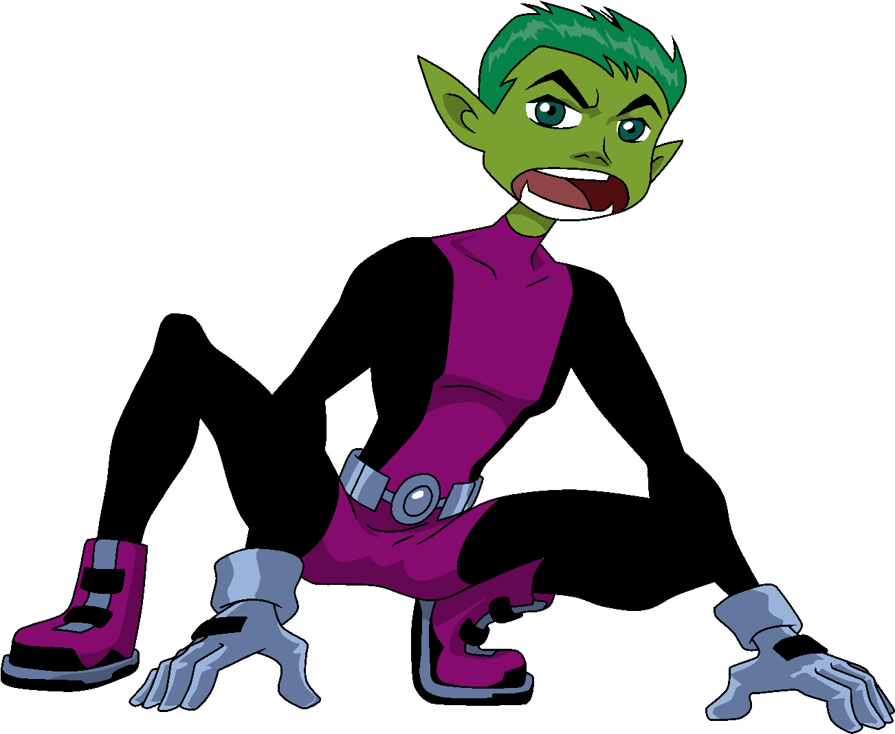 Beast Boy Crouch Pose - Beast Boy Png (1316x1086)