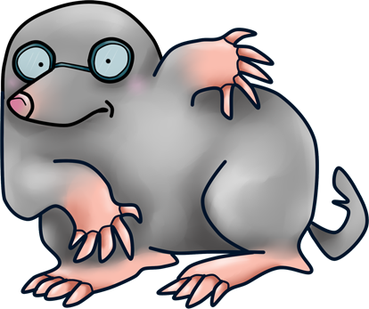 Merry Mole Digging Size - Cartoon (414x347)