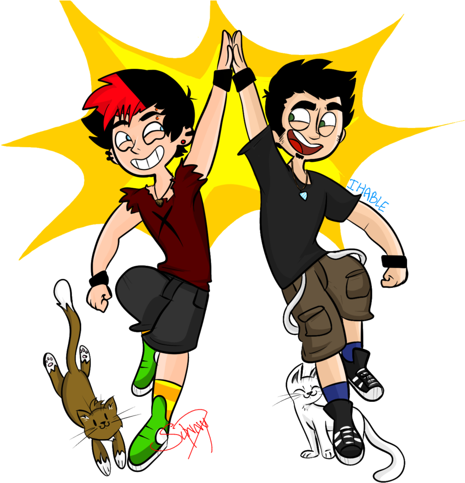 Cool Cats High Five By Lewisrockets - Cat (1024x1012)