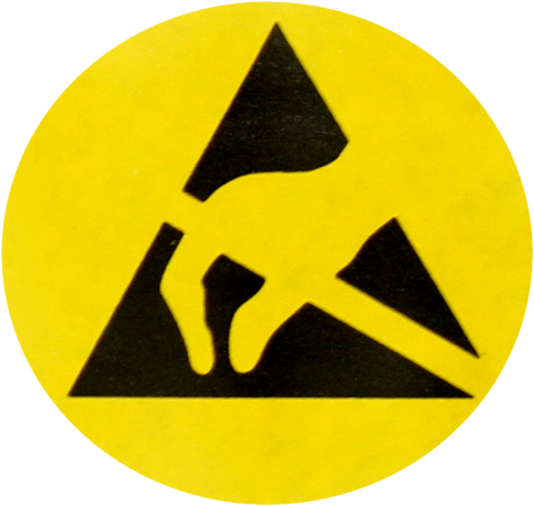 Attention Label - Esd-warnaufkleber, Papier, Gelb/schwarz, 51 X 25 Mm, (625x600)