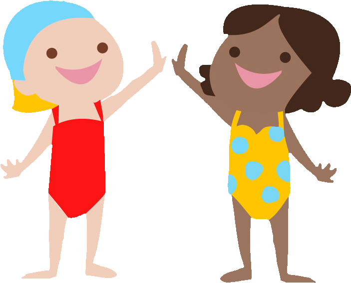 Swim Students High Five - Cartoon (726x583)