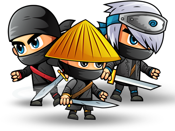 Ninja Warriors Character Set - Cartoon (600x500)