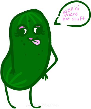 One Sexy Cucumber By Shelshea - Drawing (398x457)
