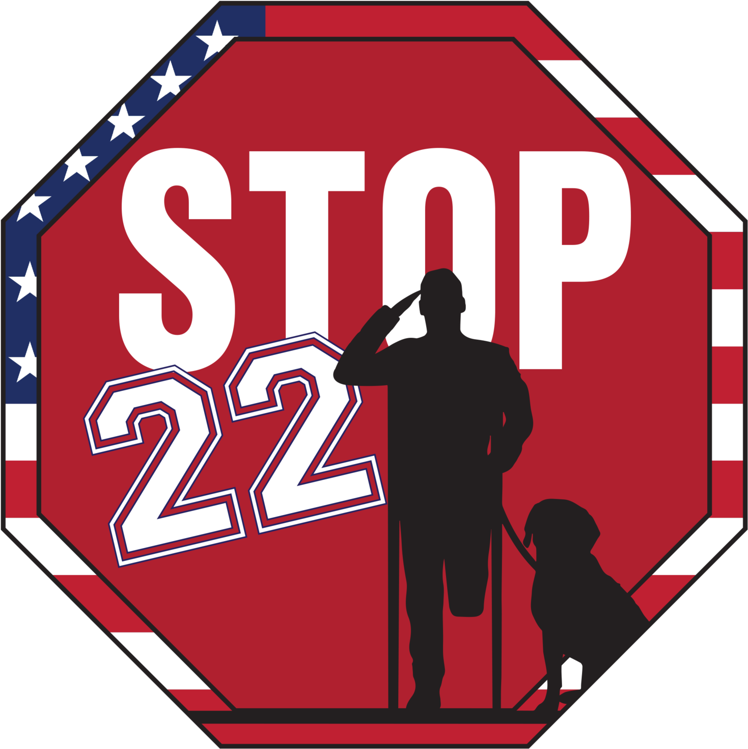 22 Veterans Commit Suicide Each Day- Stop - Hand Held Stop Sign (1500x1501)