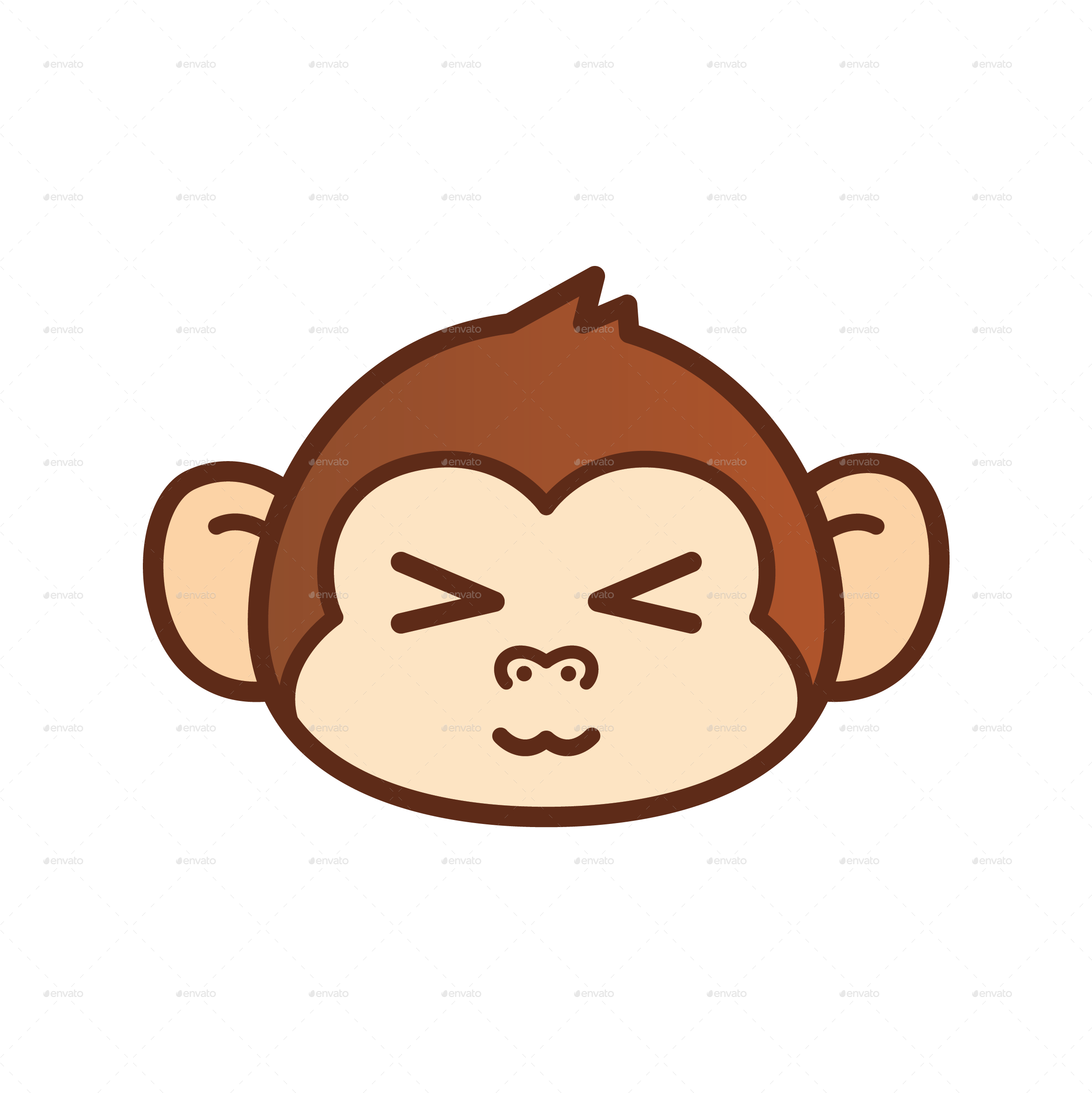 Png/monkey Emoticon-12 - Cute Monkey Icon (2480x2480)