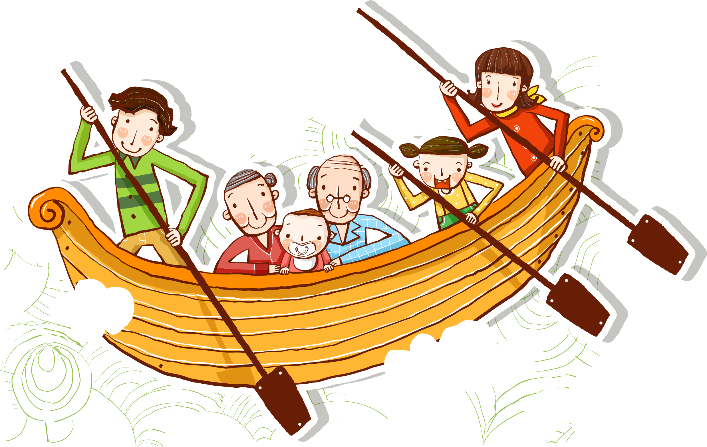 Cartoon Rowing Illustration - Cartoon (2476x2476)