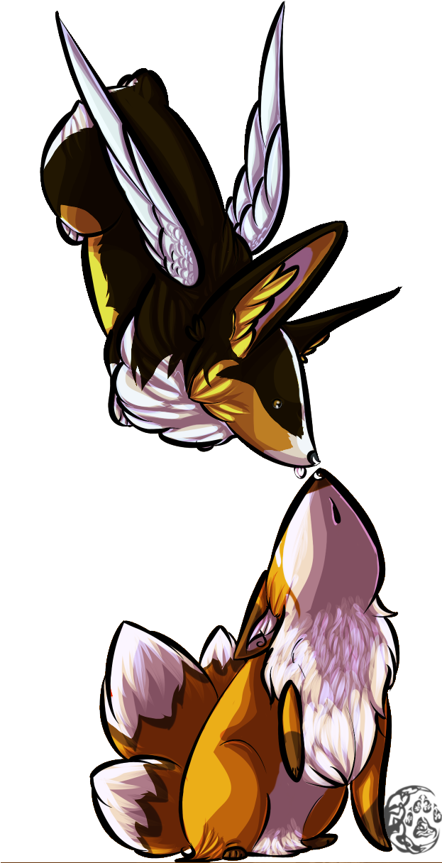 Angle Corgi And Kitsune Chibi By Kitsuda - Illustration (622x1231)