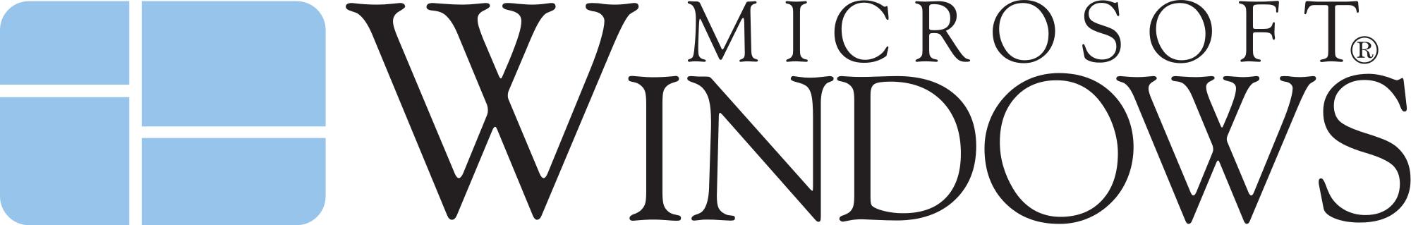 Open - Microsoft Windows 1.0 Logo (2000x319)