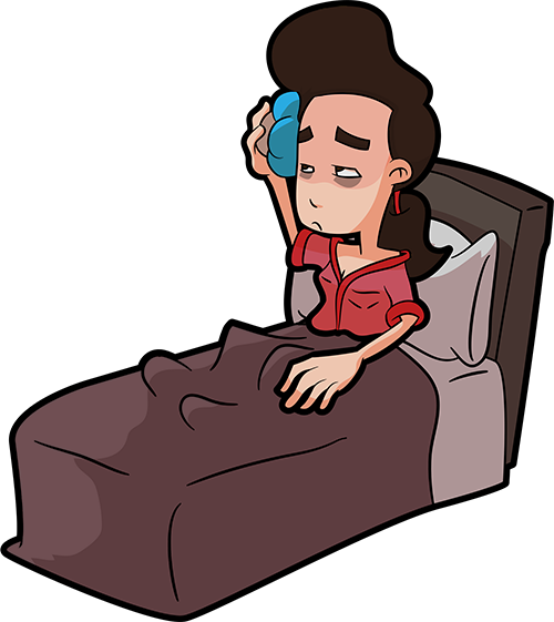 Woman Sitting In Bed, Looking Ill And Unhappy - Sick Girl Transparent (500x561)