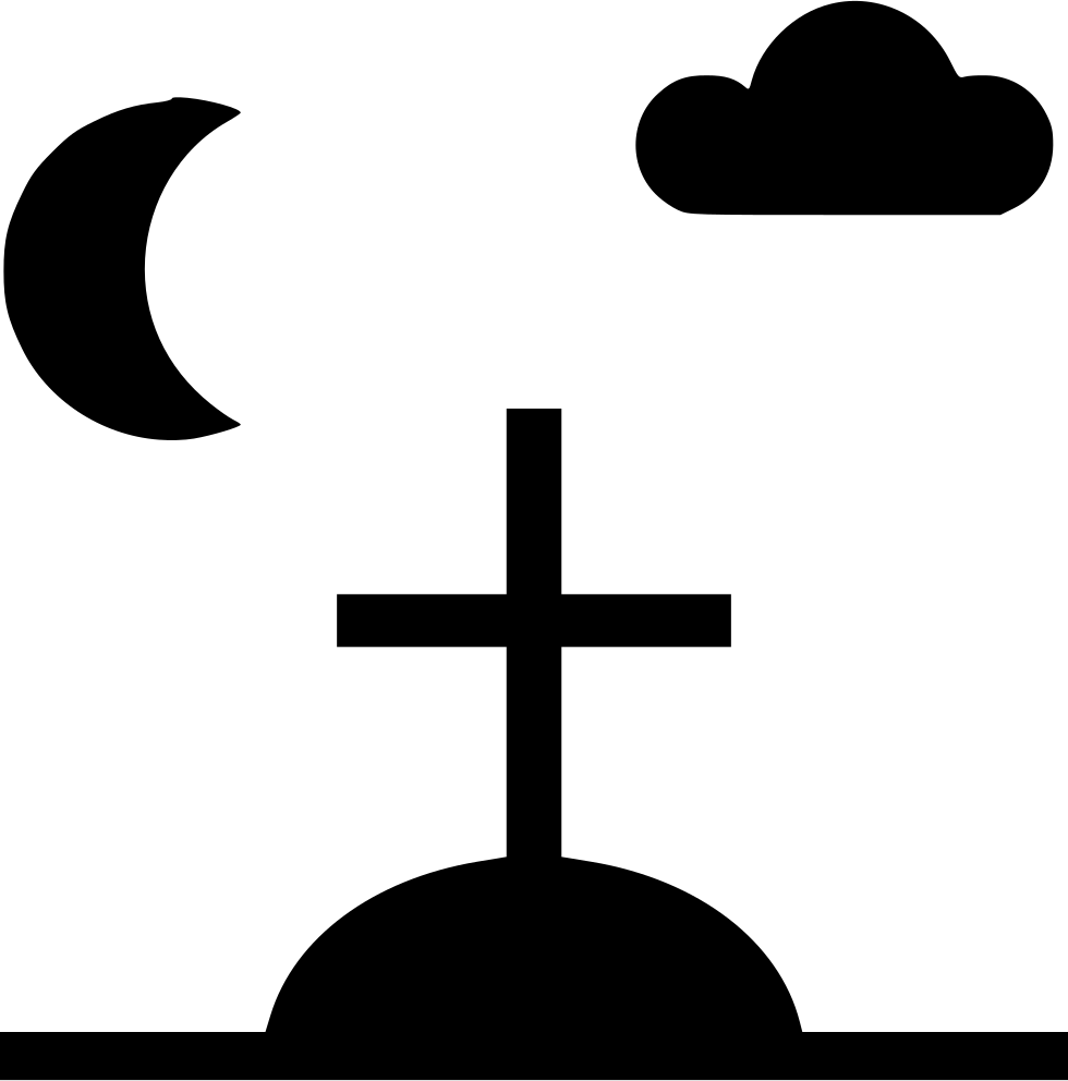 Night Stone Grave Cross Moon Cloud Comments - Crescent (980x992)