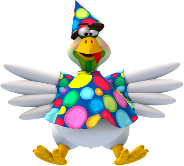 Party Chicken - Cartoon (590x532)