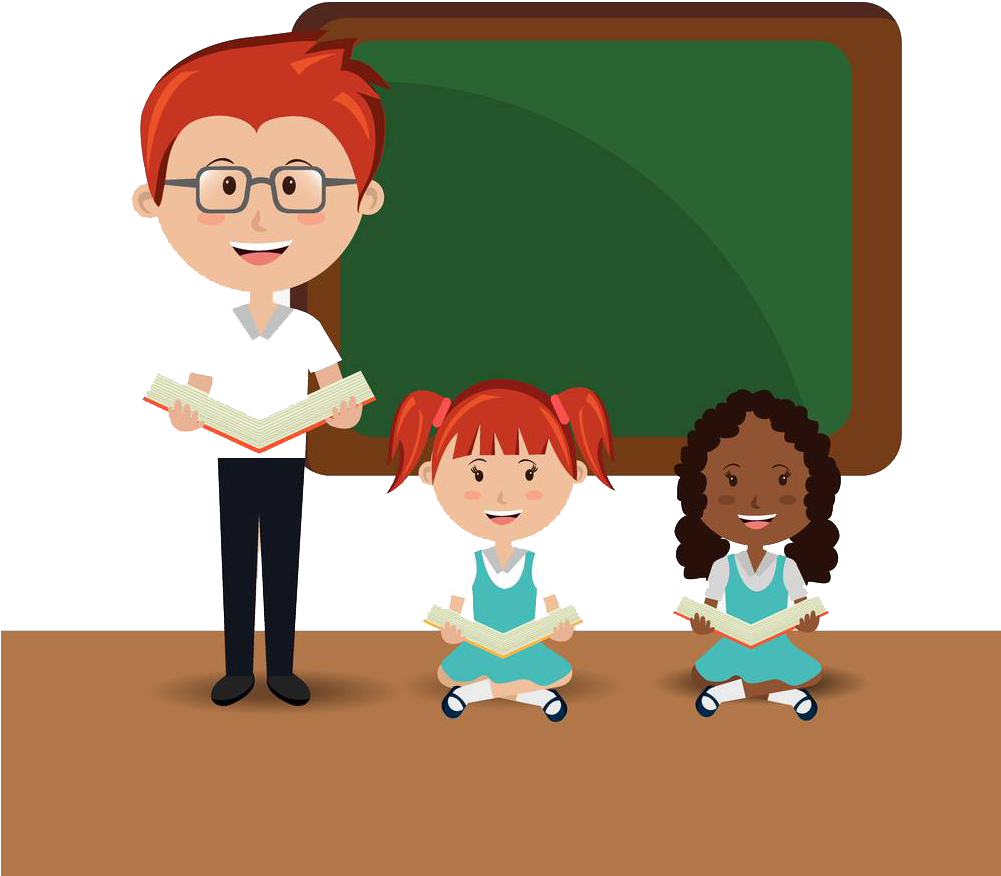 Student Teacher School Estudante Classroom - Classroom Student Books And Teacher Png (1000x1000)