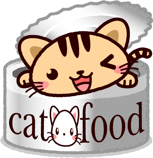 キャットフードの缶詰から顔を出す猫イラスト - 四葉 の クローバー イラスト (680x699)
