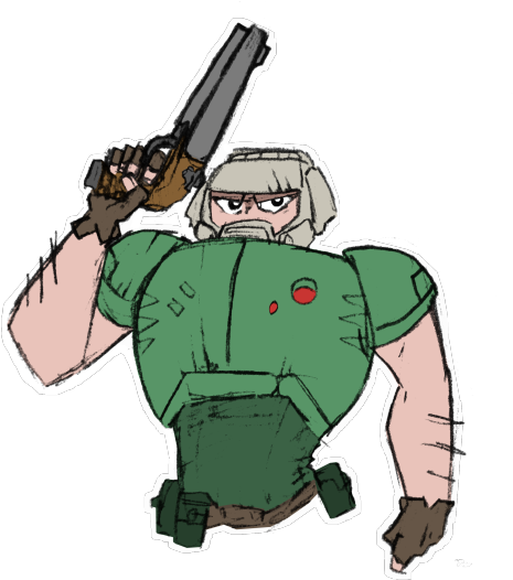 Just Some Doom Dudes, Wanted To Draw Something Different - Doomguy (500x532)