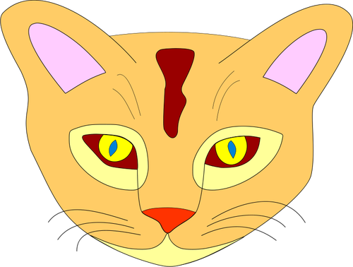 Cat Vector - Orange Cat Face Shower Curtain (500x378)