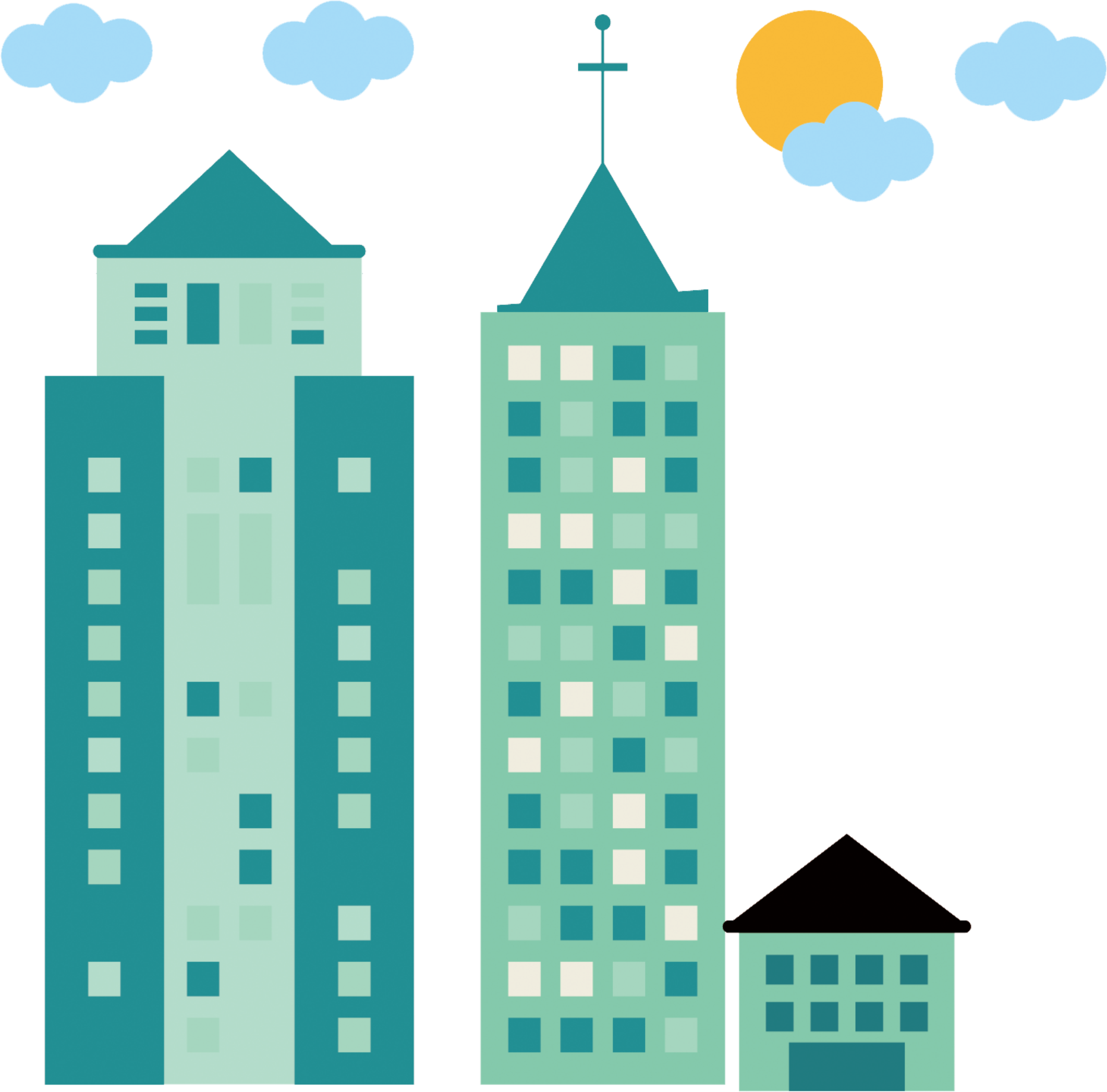 Building Skyscraper Poster Illustration - 高楼 卡通 (2362x2362)