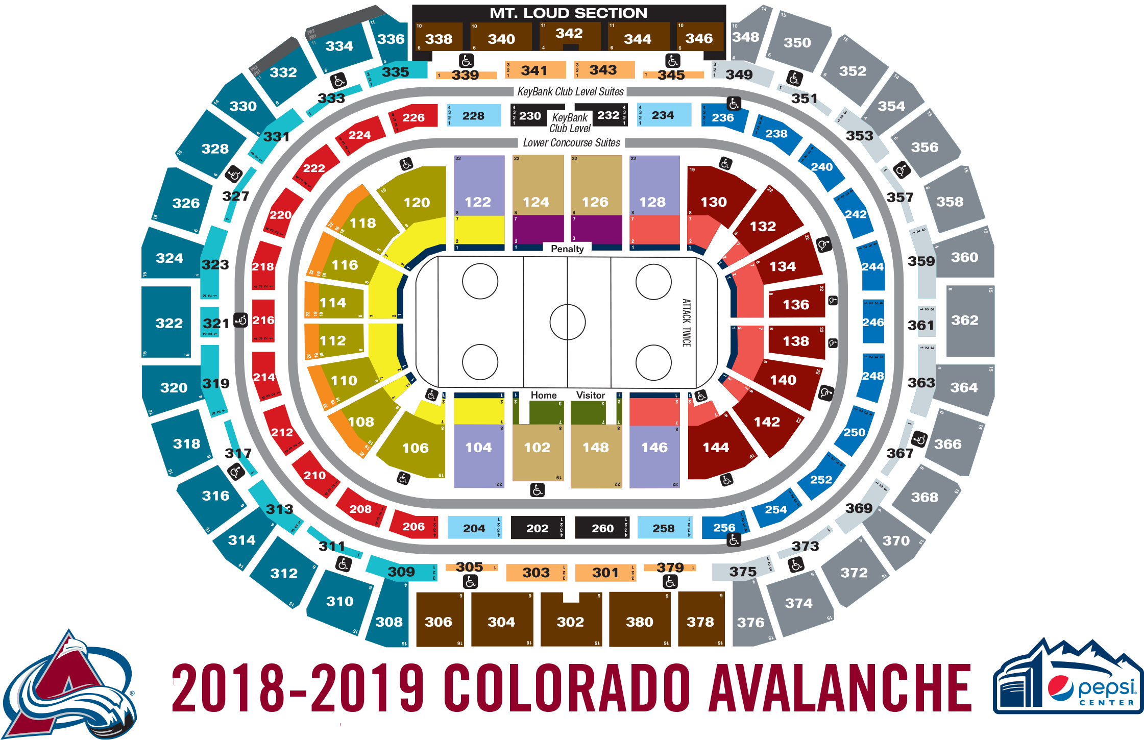 View Seating Chart - Pepsi Center Seating Chart Basketball (2517x1481)