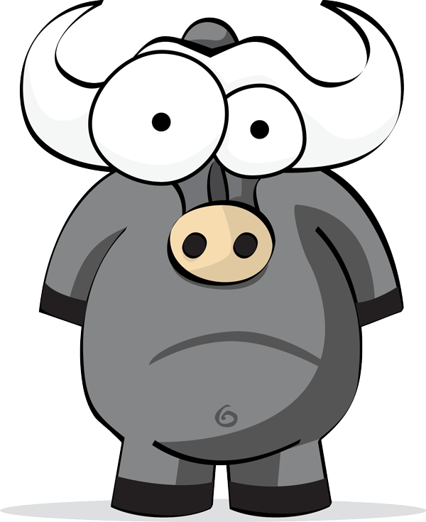 Gnu-shaving - - Buffalo Cartoon Png (600x735)