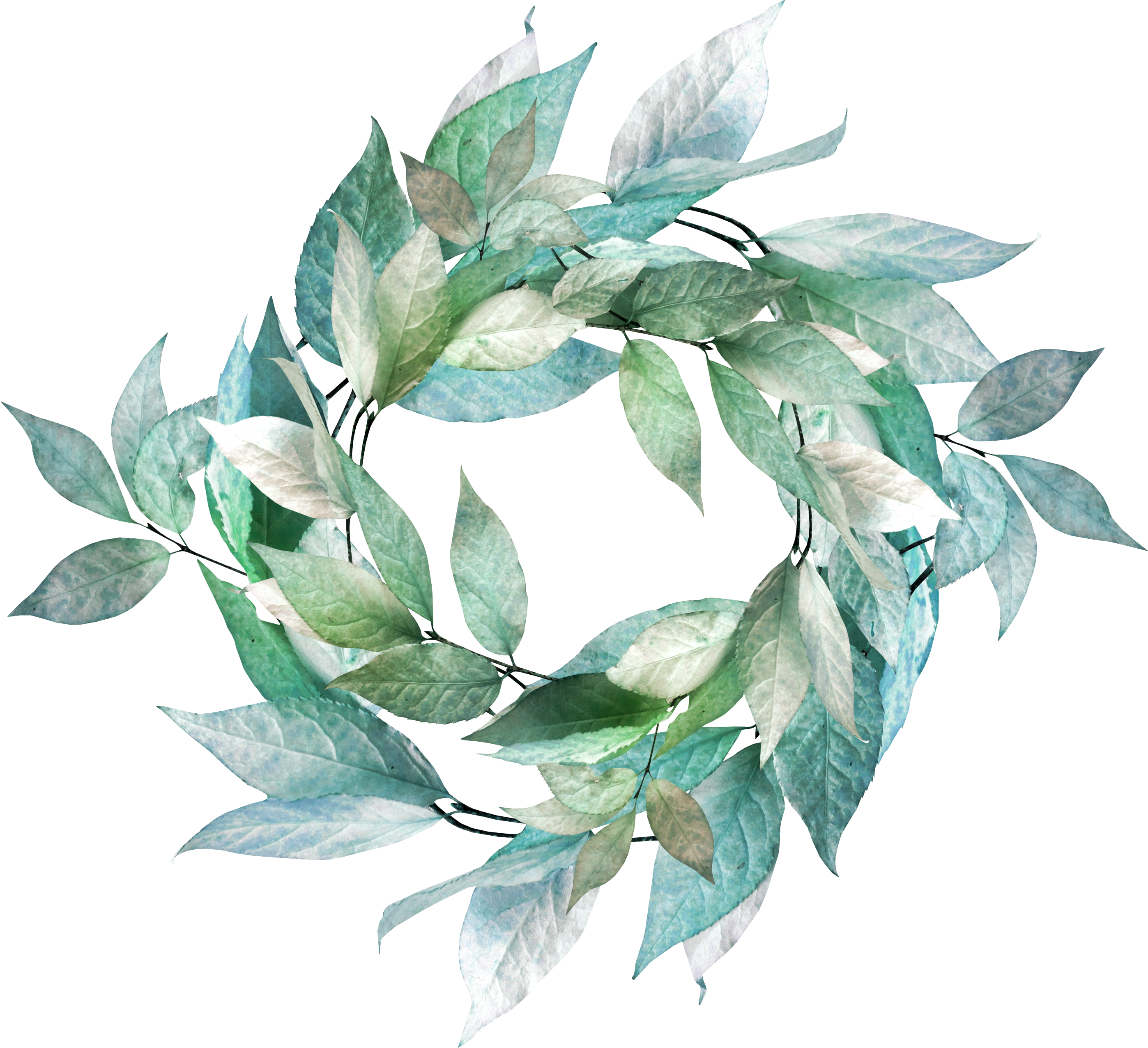 Leaf Flower Wreath - Зеленые Листья В Виде Кольца Шаблон (2795x2552)