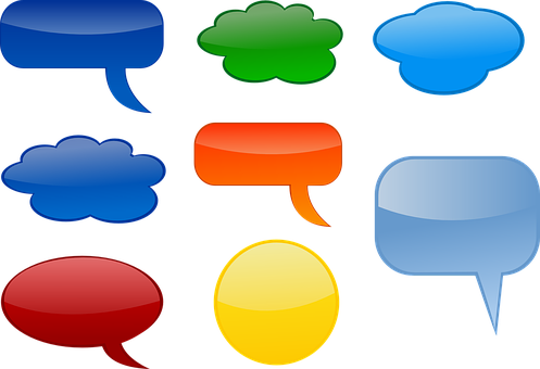 Comments, Bubbles, Speech Balloon - Coloured Speech Bubbles Clip Art (497x340)