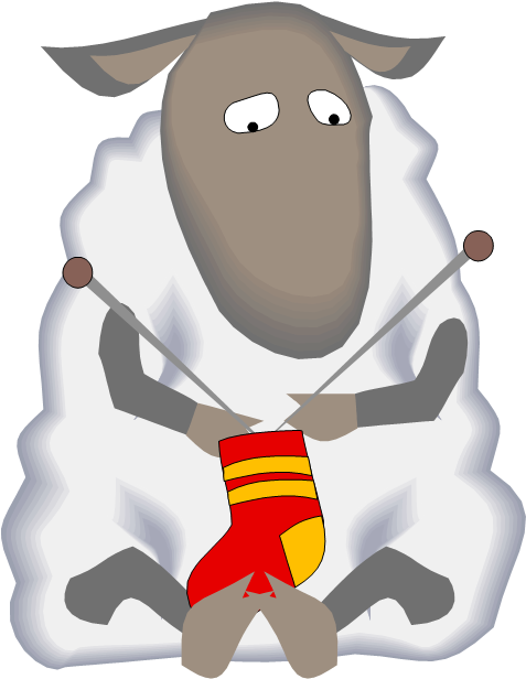 Sheep Knitting Flipped Left To Right - Knitting (515x640)