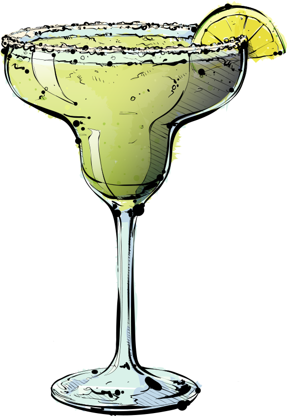 Margarita Glasses - Drawing (600x903)