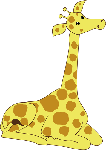 Sitting Giraffe - Giraffe Sitting Cartoon (355x500)