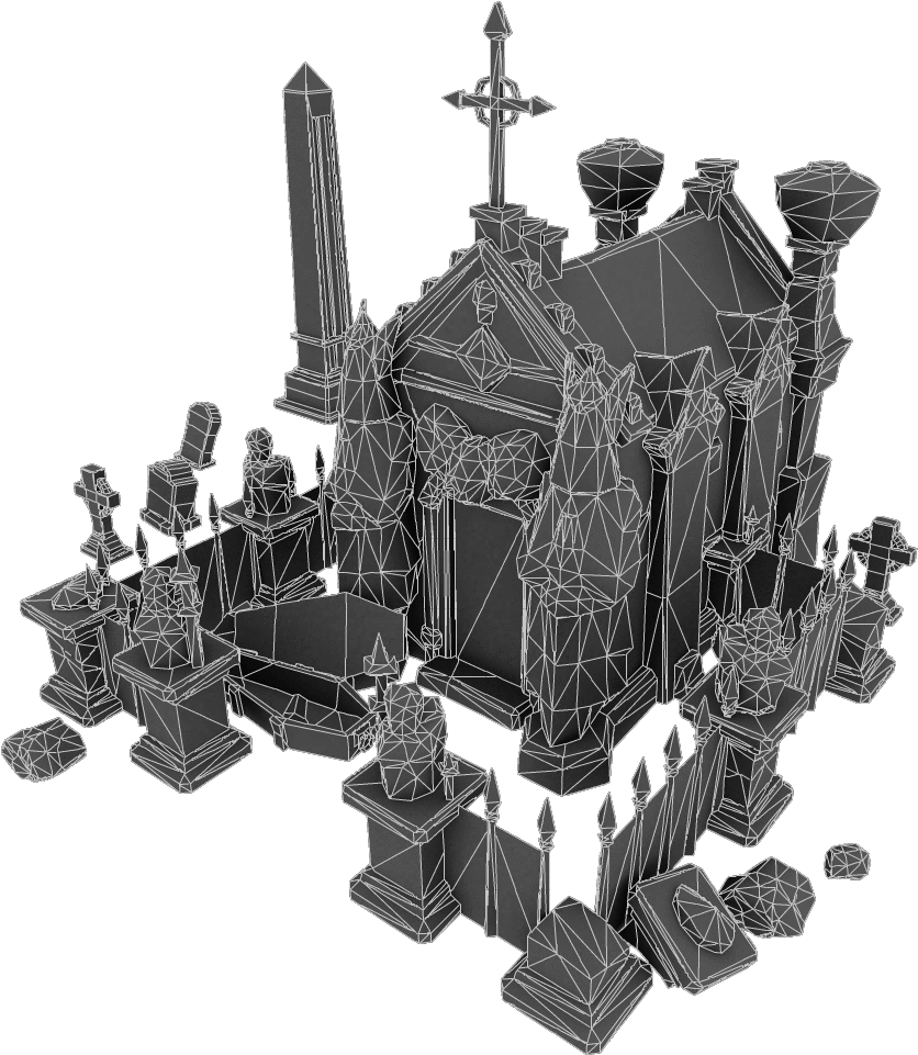 Low Poly 3d Computer Graphics Cemetery 3d Modeling - Low Poly 3d Computer Graphics Cemetery 3d Modeling (1024x1024)