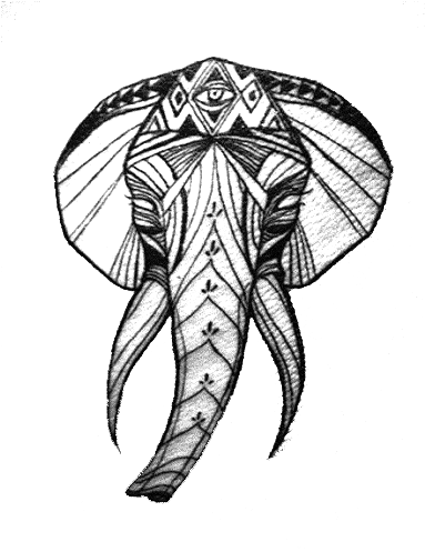 Image Image Image Image Image Image - Elephant With Third Eye Tattoo (420x559)